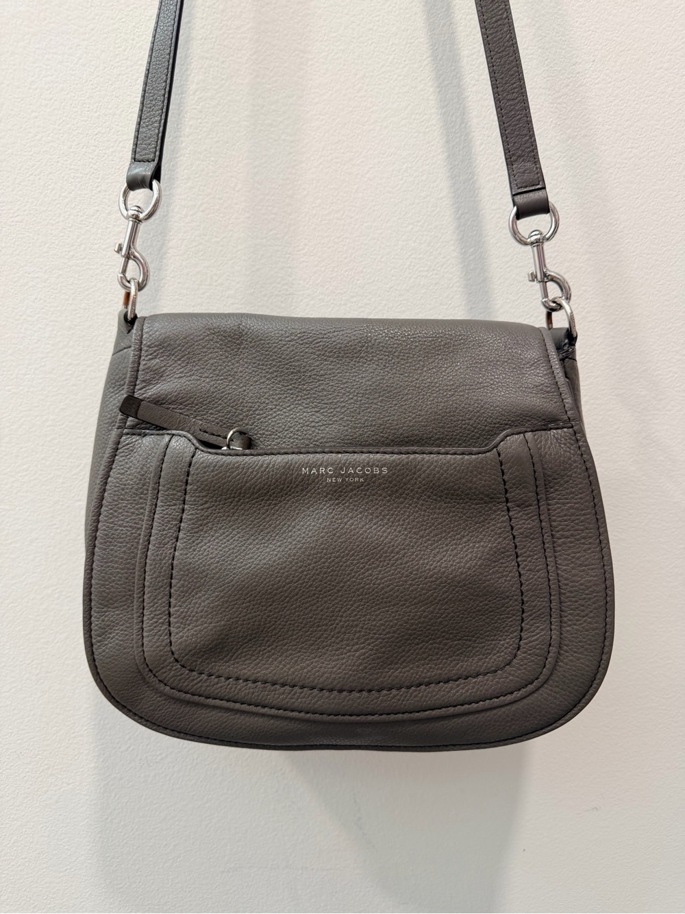 Marc Jacobs Empire City Gray Pebbled Leather Crossbody Bag